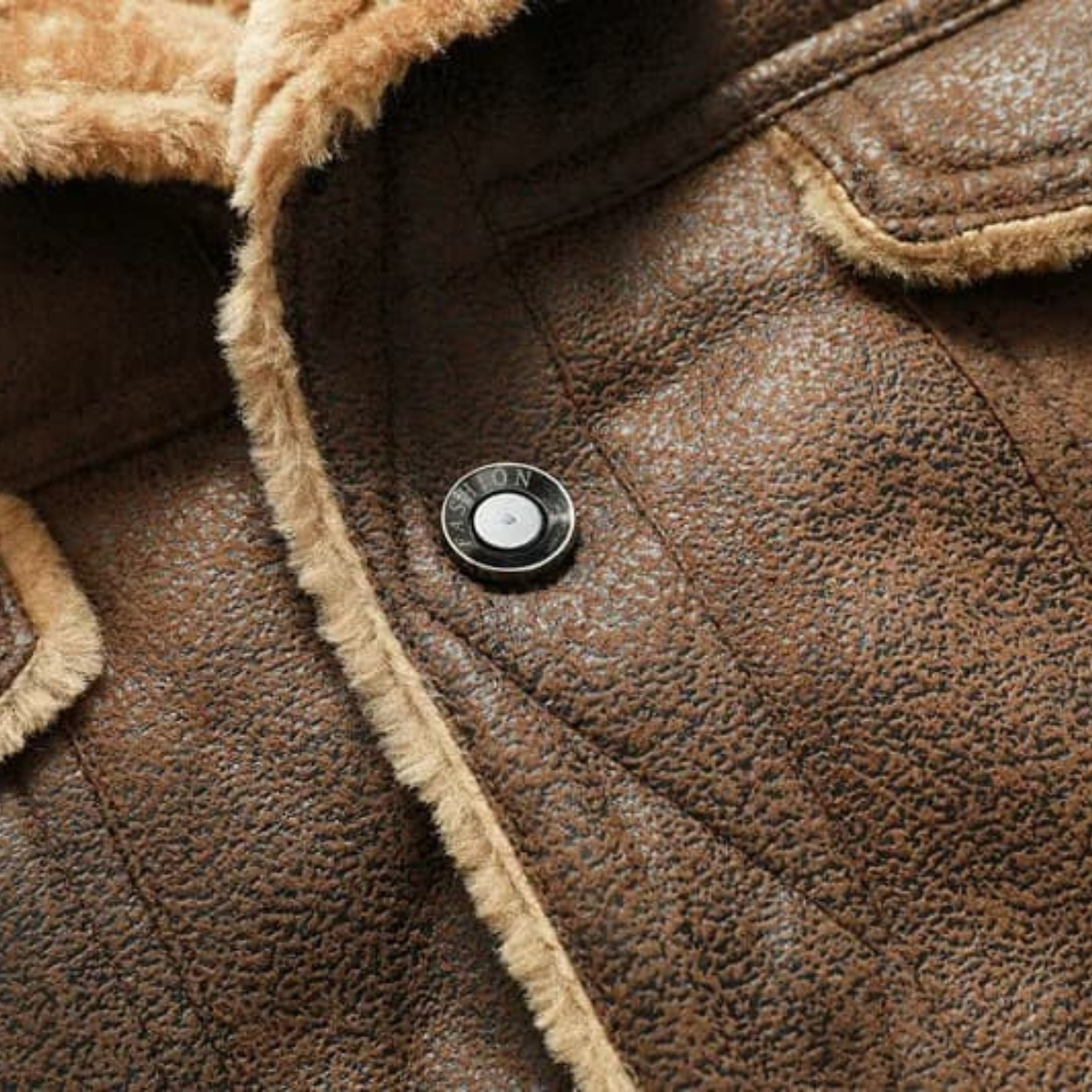 Men's Synthetic Leather Insulated Denim Jacket