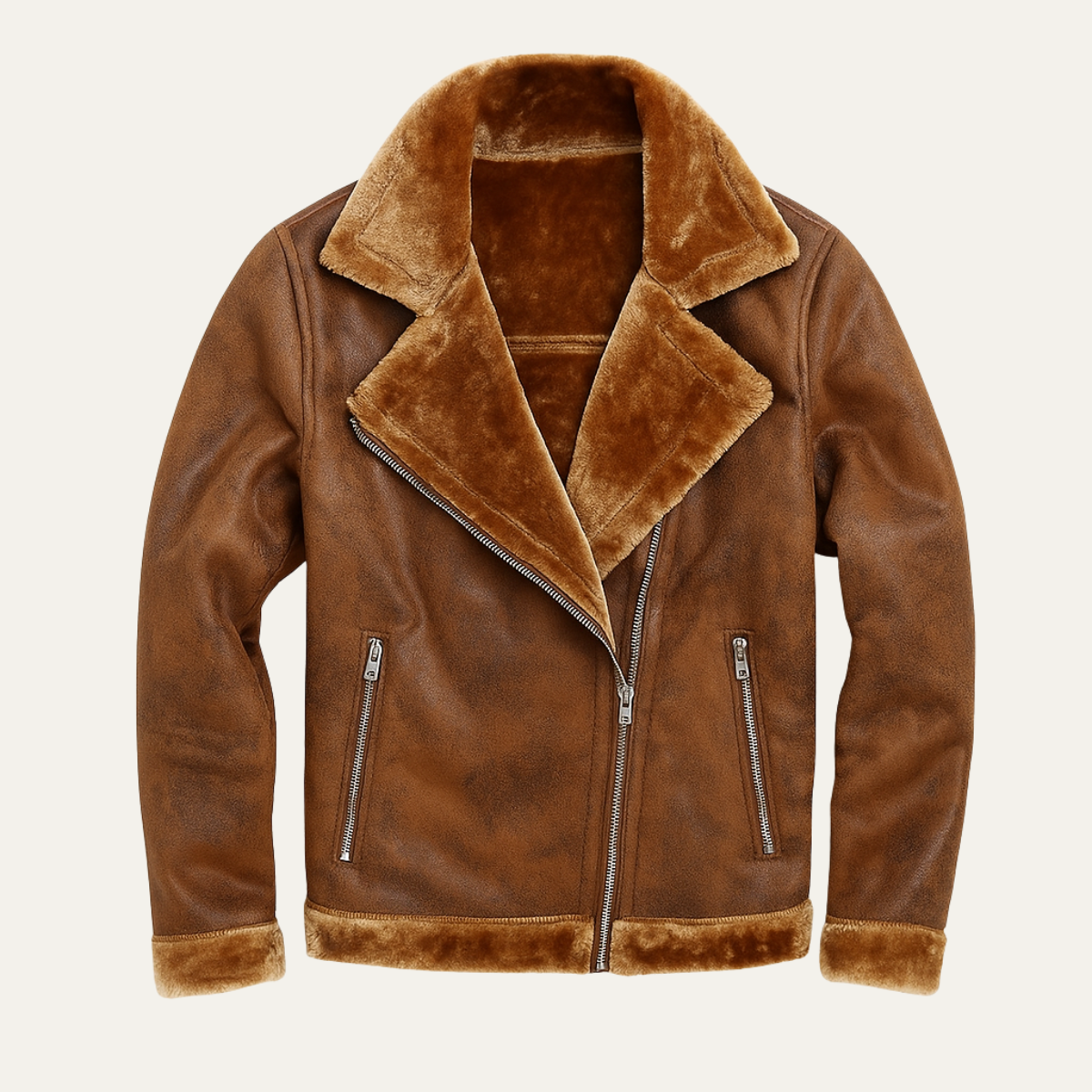 Warm Mens Leather Flight Jacket - OutfitLondon