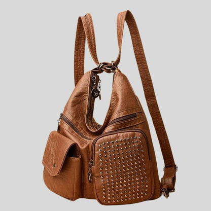 Durable Studded Leather School Backpack