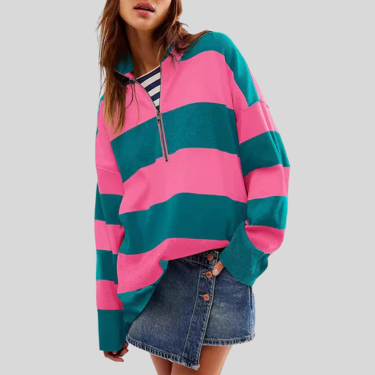 Soft Oversized Long Sleeve Half Zip Sweater - OutfitLondon