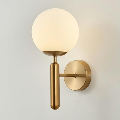 Traditional Round Glass LED Wall Lamp in Gold Finish
