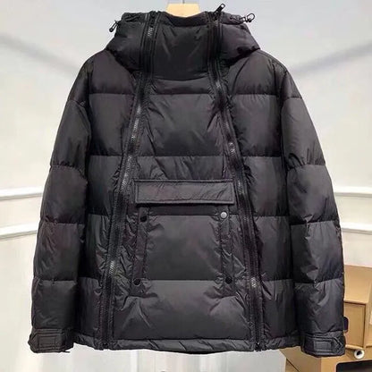 Waterproof Men's Black Puffer Hoodie Jacket - OutfitLondon