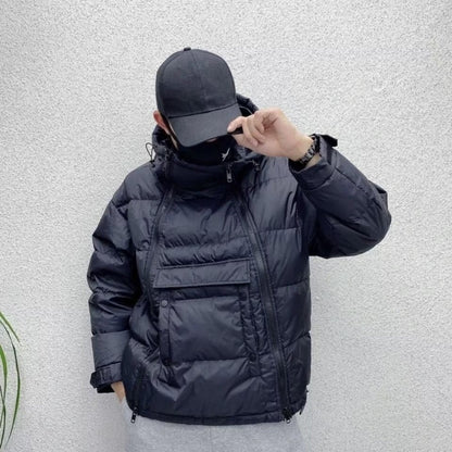 Waterproof Men's Black Puffer Hoodie Jacket