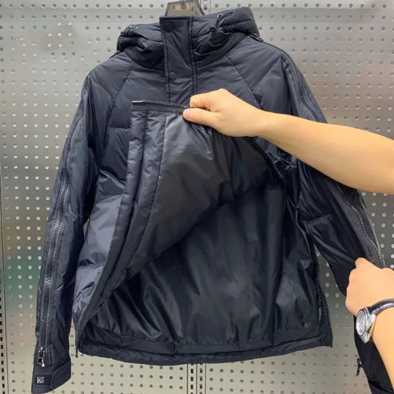 Waterproof Men's Black Puffer Hoodie Jacket