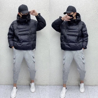 Waterproof Men's Black Puffer Hoodie Jacket
