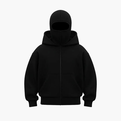 Unisex Zip Hoodie Balaclava Black