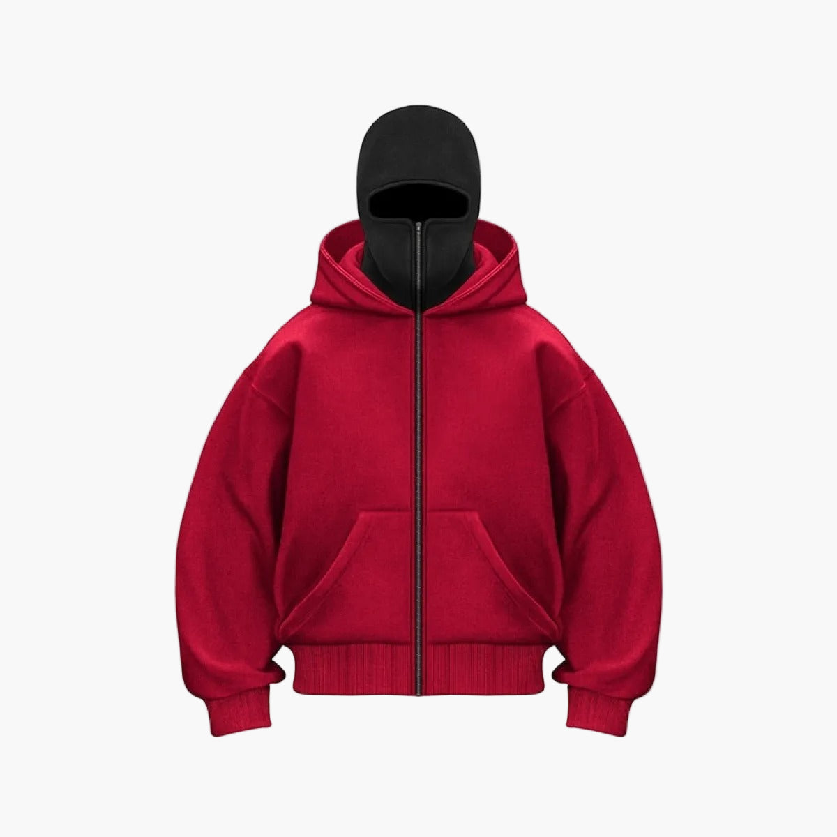 Unisex Zip Hoodie Balaclava Black