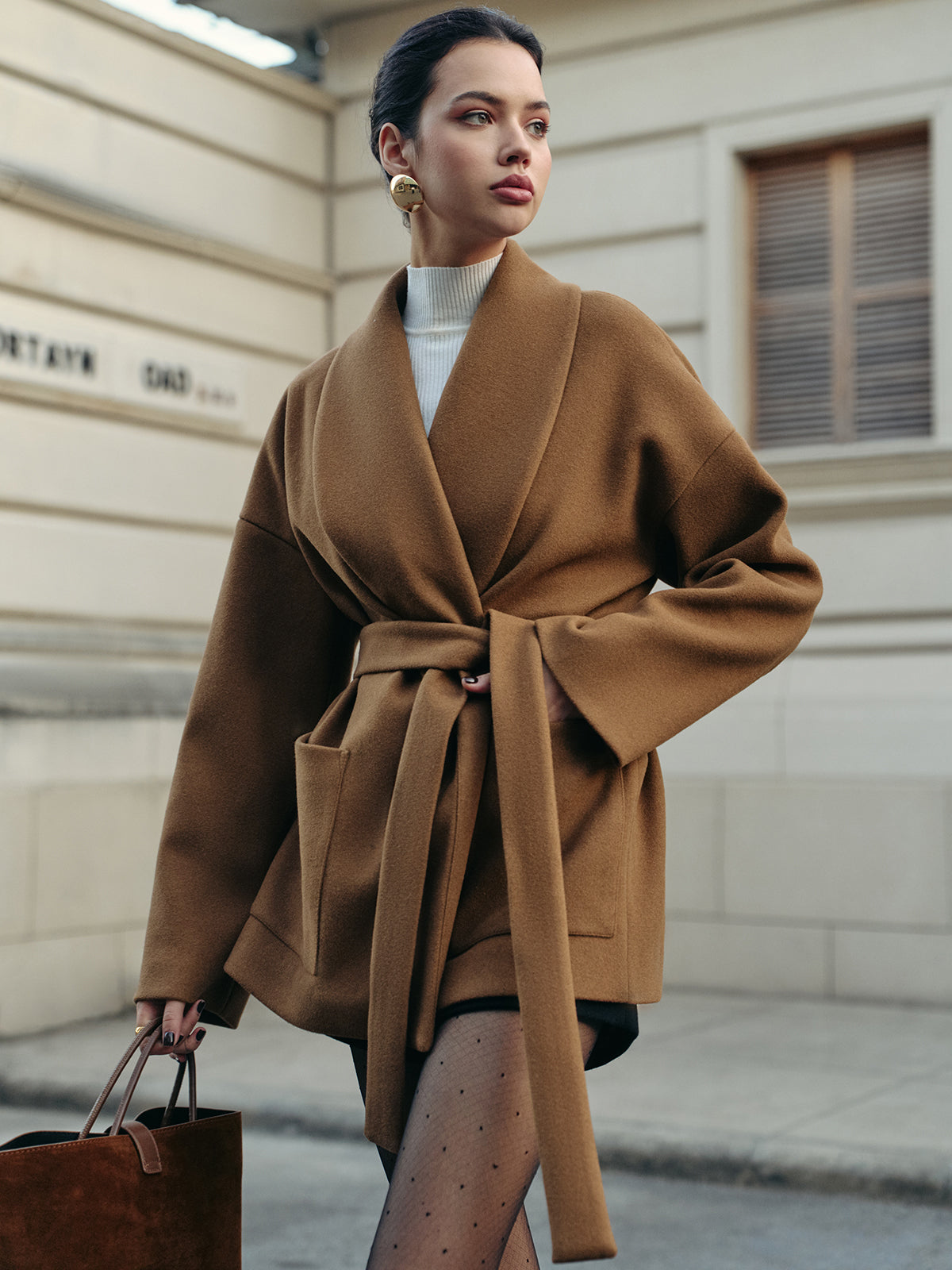 Classic Belted Wool Trench Coat