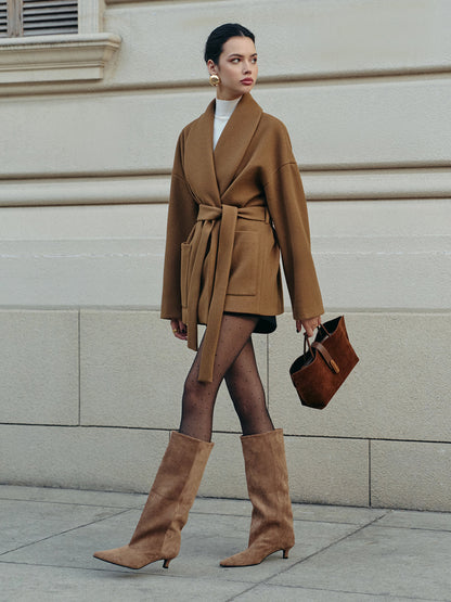 Classic Belted Wool Trench Coat