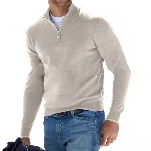 Cozy V Neck Zip Sweater - Soft Warm Breathable
