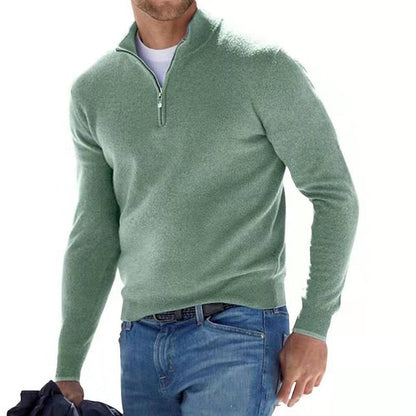 Cozy V Neck Zip Sweater - Soft Warm Breathable
