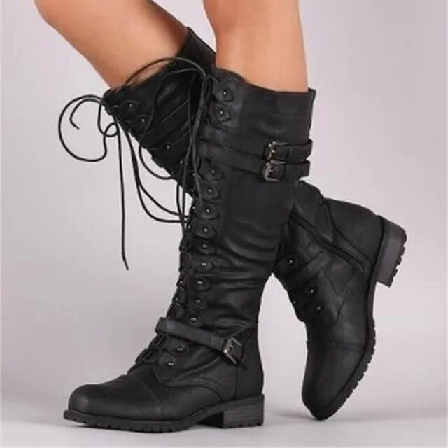 Ladies Distressed Lace Up Ankle Boots