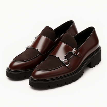 Valemont Men Double Monk Strap Leather Loafers - OutfitLondon