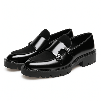 Valemont Men Double Monk Strap Leather Loafers