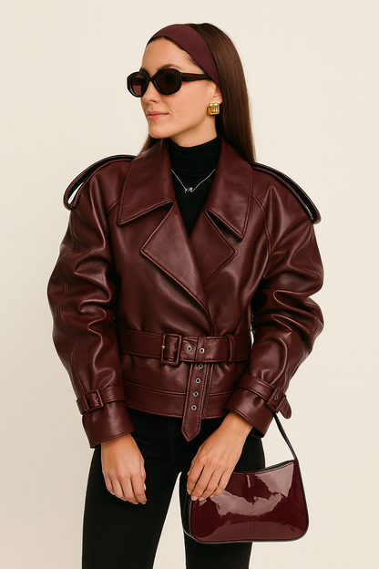 Premium Womens Faux Leather Slim Fit Jacket - OutfitLondon