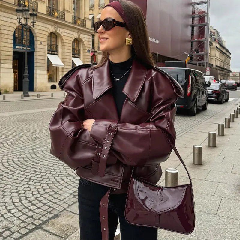 Premium Womens Faux Leather Slim Fit Jacket