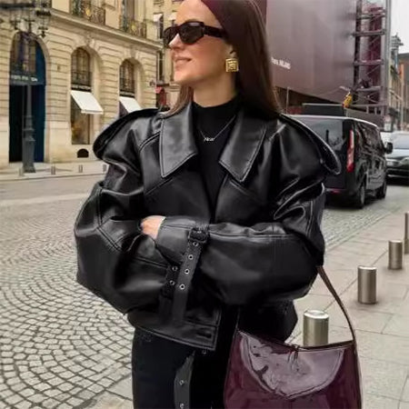 Premium Womens Faux Leather Slim Fit Jacket