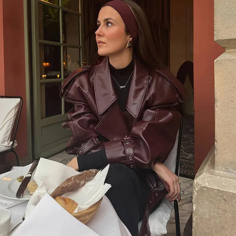 Premium Womens Faux Leather Slim Fit Jacket