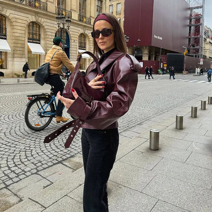 Premium Womens Faux Leather Slim Fit Jacket