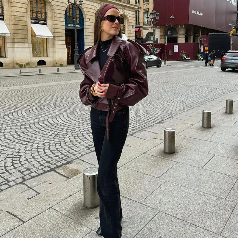 Premium Womens Faux Leather Slim Fit Jacket