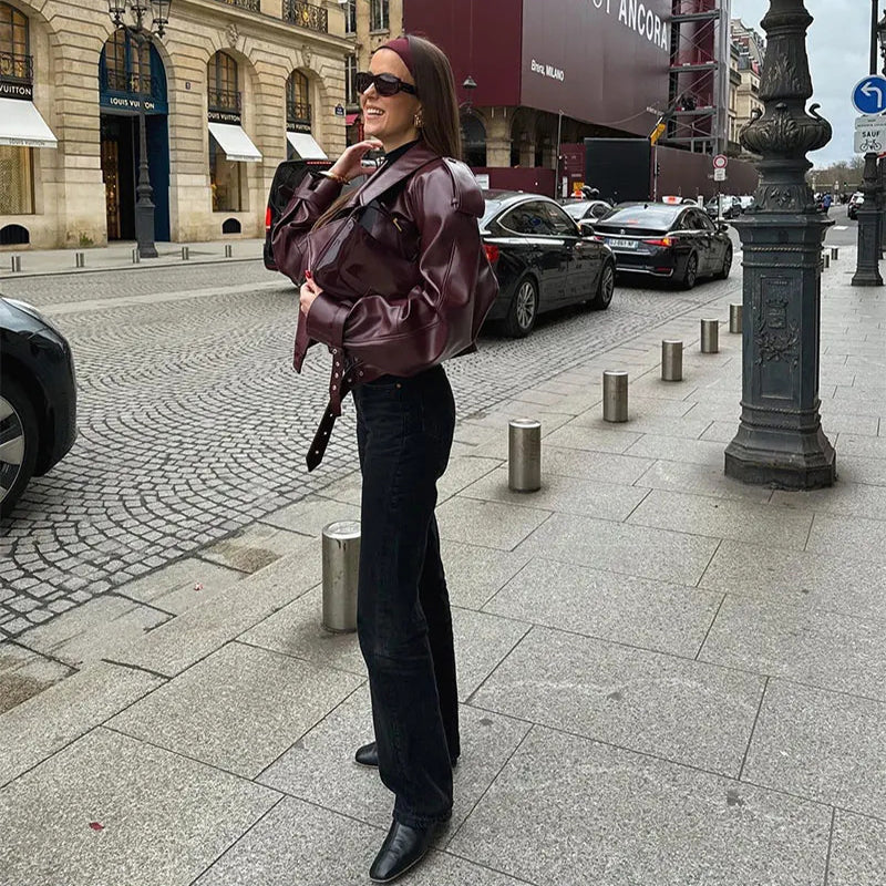 Premium Womens Faux Leather Slim Fit Jacket