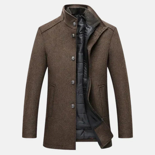 Vernon Men's Wool Stand Collar Coat - OutfitLondon
