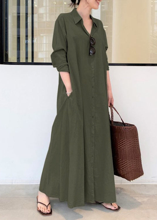 Women's Cotton Robe Lightweight Breathable Army Green - OutfitLondon