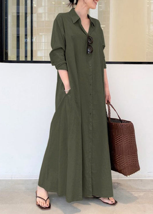 Women's Cotton Robe Lightweight Breathable Army Green - OutfitLondon