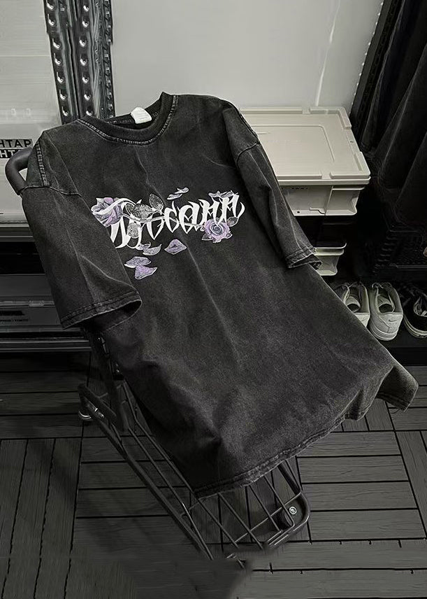 Men's Vintage Graphic Cotton T Shirt Black - OutfitLondon