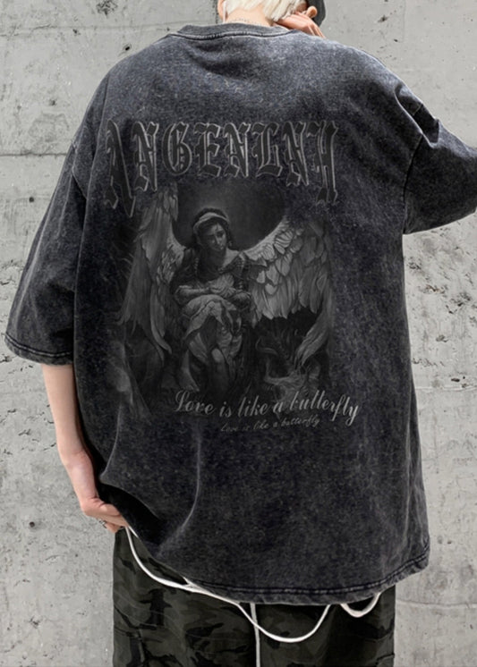Mens Vintage Graphic T Shirt Soft Cotton Black - OutfitLondon