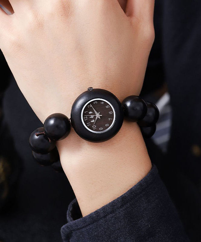 Unisex Quartz Watch Sandalwood Vintage Black - OutfitLondon