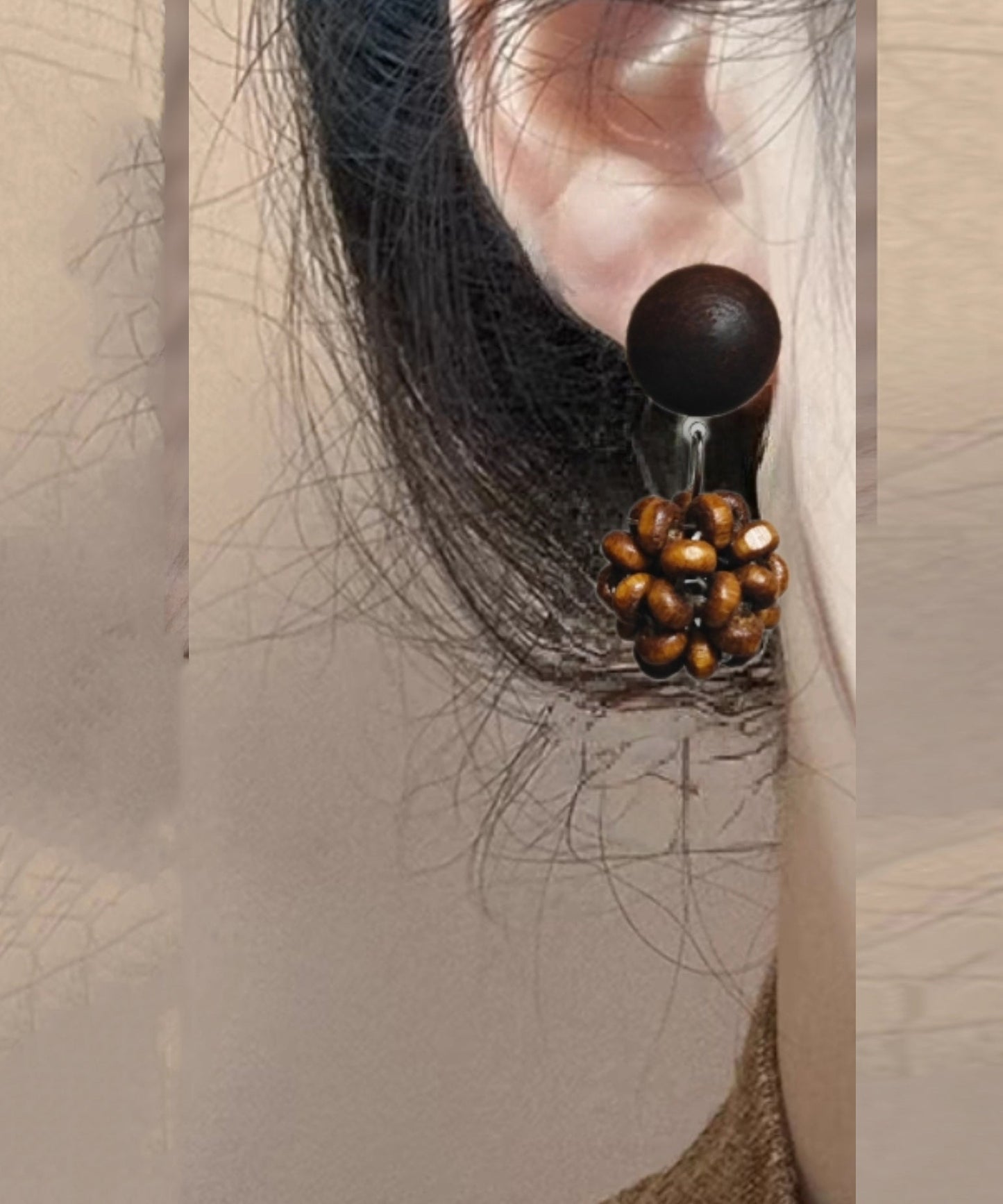 Women's Sterling Silver Pinecone Earrings Brown Finish - OutfitLondon