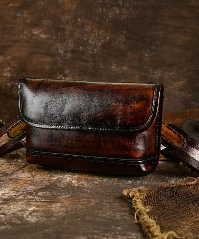 Men's Vintage Leather Envelope Bag Zipper Closure - OutfitLondon