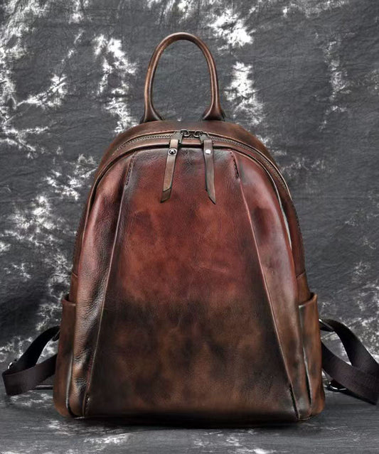 Leather Backpack Large Coffee Brown - OutfitLondon