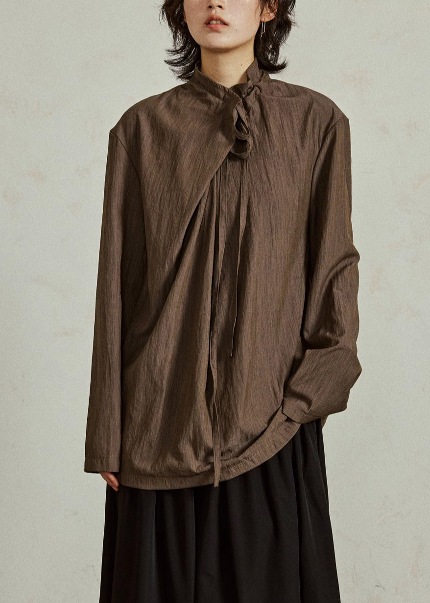 Women's Cotton Lace Blouse High Collar - OutfitLondon