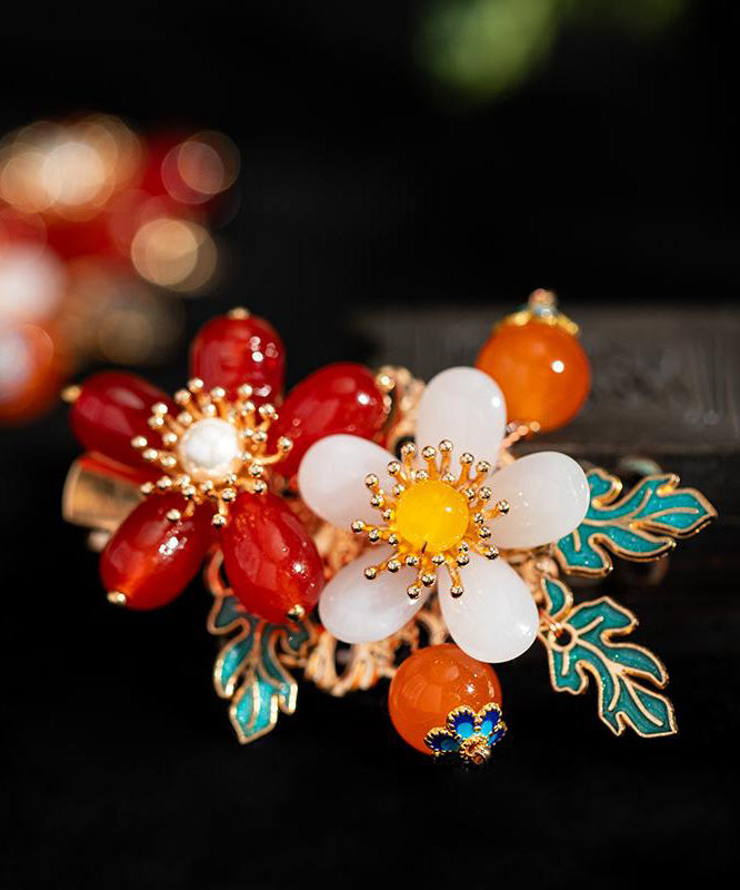 Women's Pearl Hair Pins Alloy Floral Design - OutfitLondon