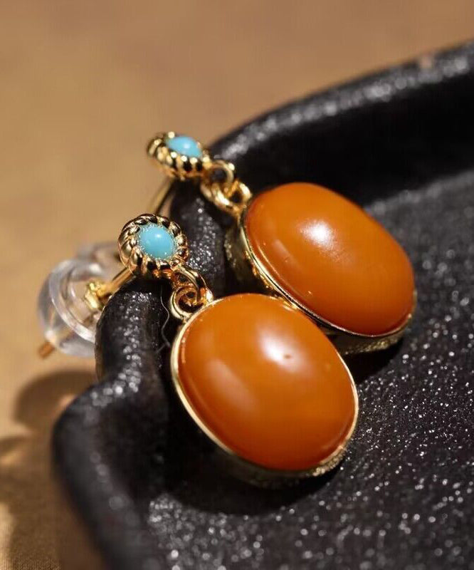 Women's Turquoise Earrings Sterling Silver Gold Plated - OutfitLondon