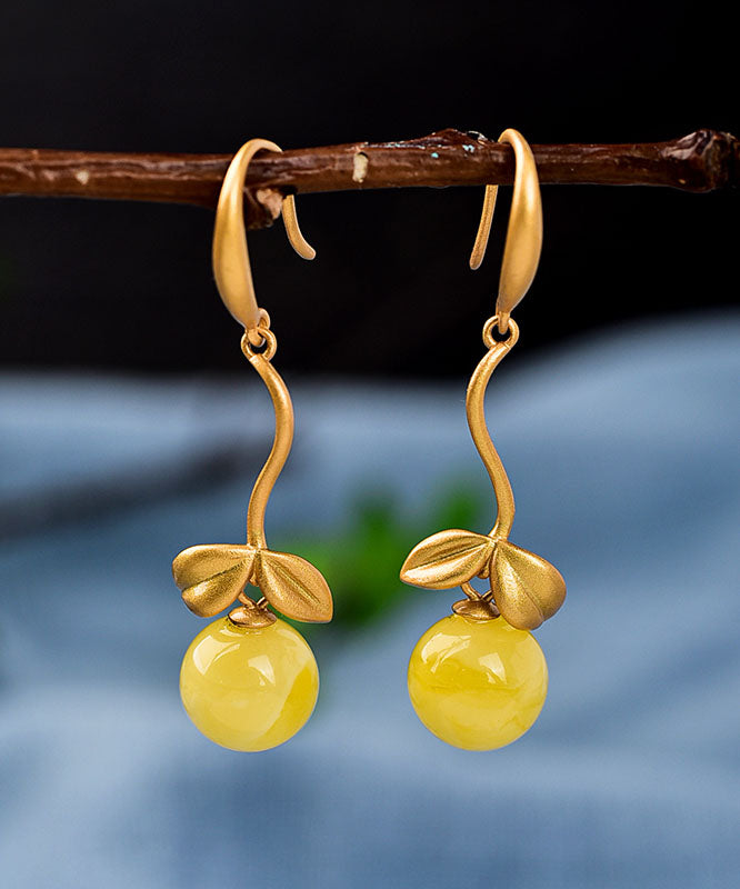 Women's Vintage Silver Earrings Gold Overlay Beeswax Accent - OutfitLondon