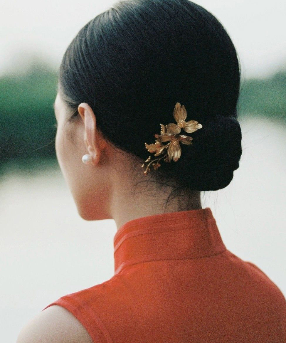Women's Sterling Silver Hair Clip Gold Vermeil Elegant Hairpin - OutfitLondon
