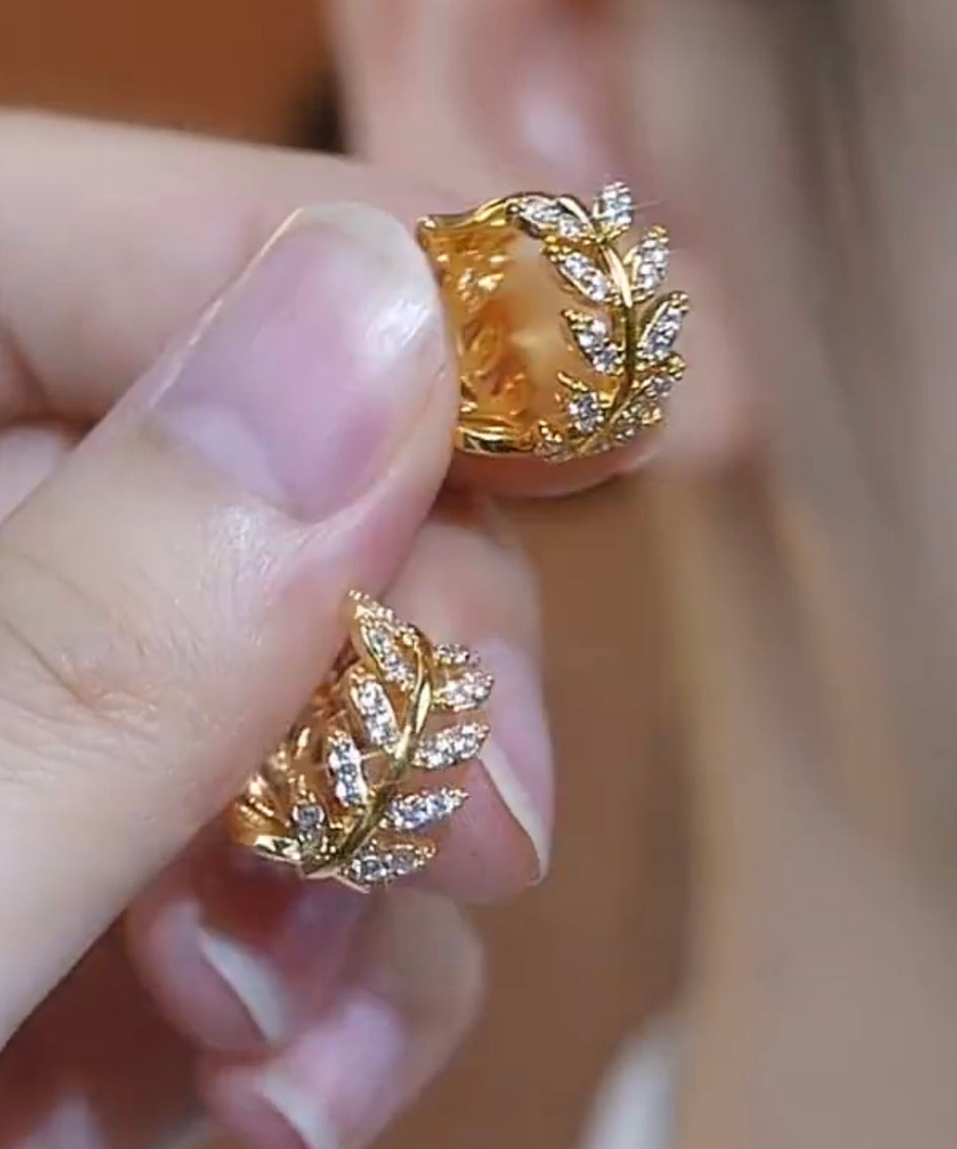 Women's Sterling Silver Hoop Earrings Gold Plated Zircon - OutfitLondon