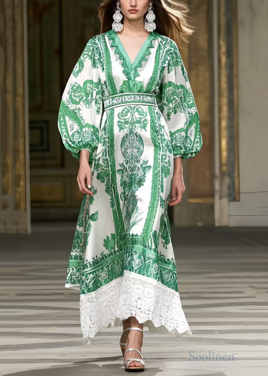 Women's Green Lace Patchwork Dress - OutfitLondon