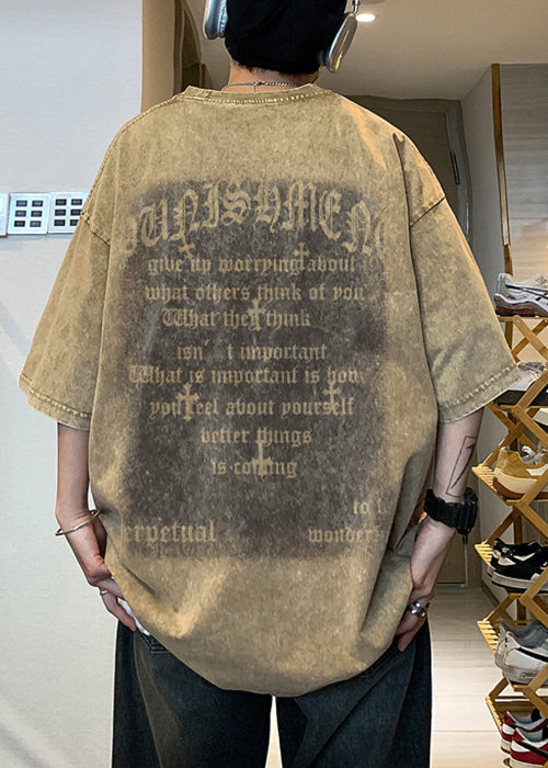 Men's Graphic T-Shirt Soft Cotton Blend Khaki - OutfitLondon