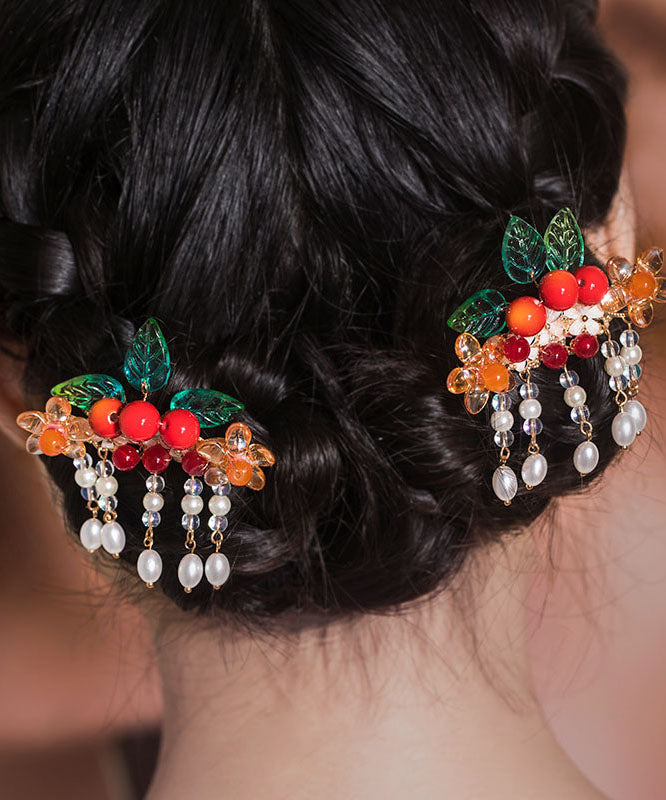 Women's Copper Hair Pins With Pompon Decorative Hair Clips - OutfitLondon