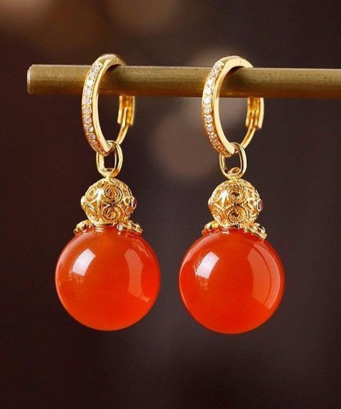 Women's Sterling Silver Drop Earrings Zircon Agate Rose Gold Plated - OutfitLondon
