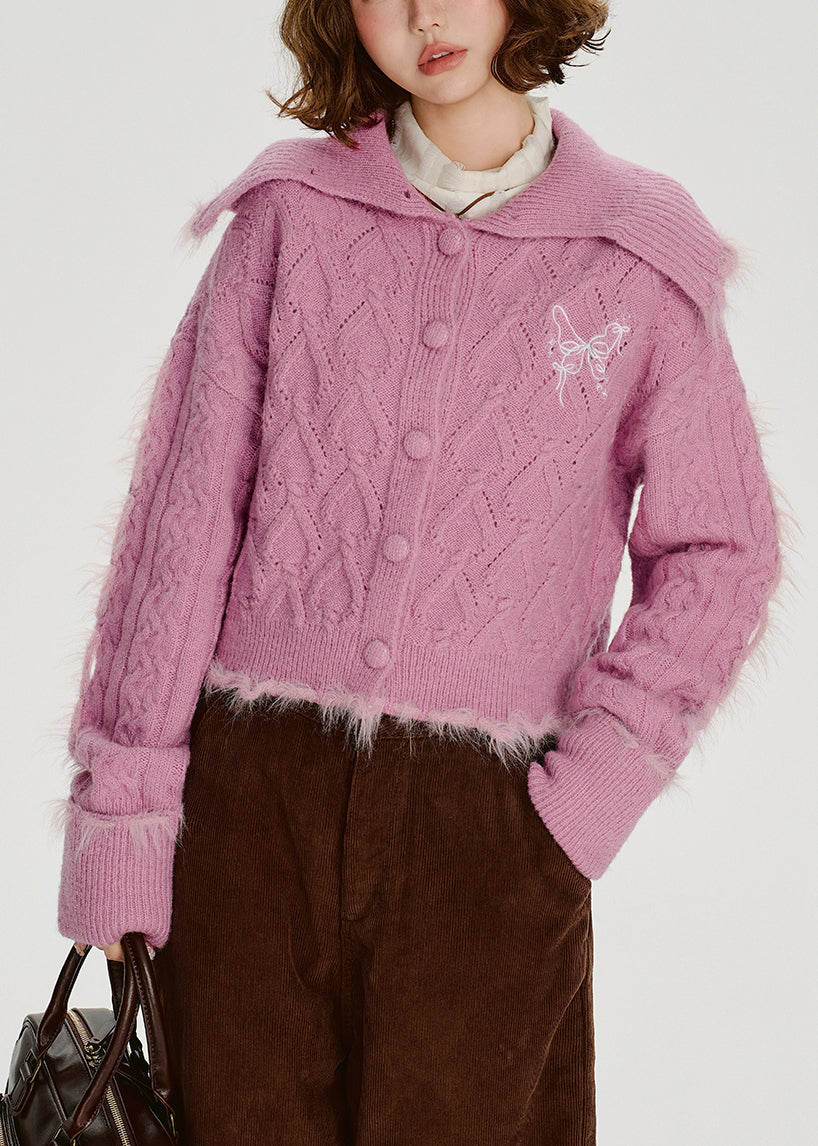 Women's Faux Fur Vest Pink Patchwork Navy Collar - OutfitLondon