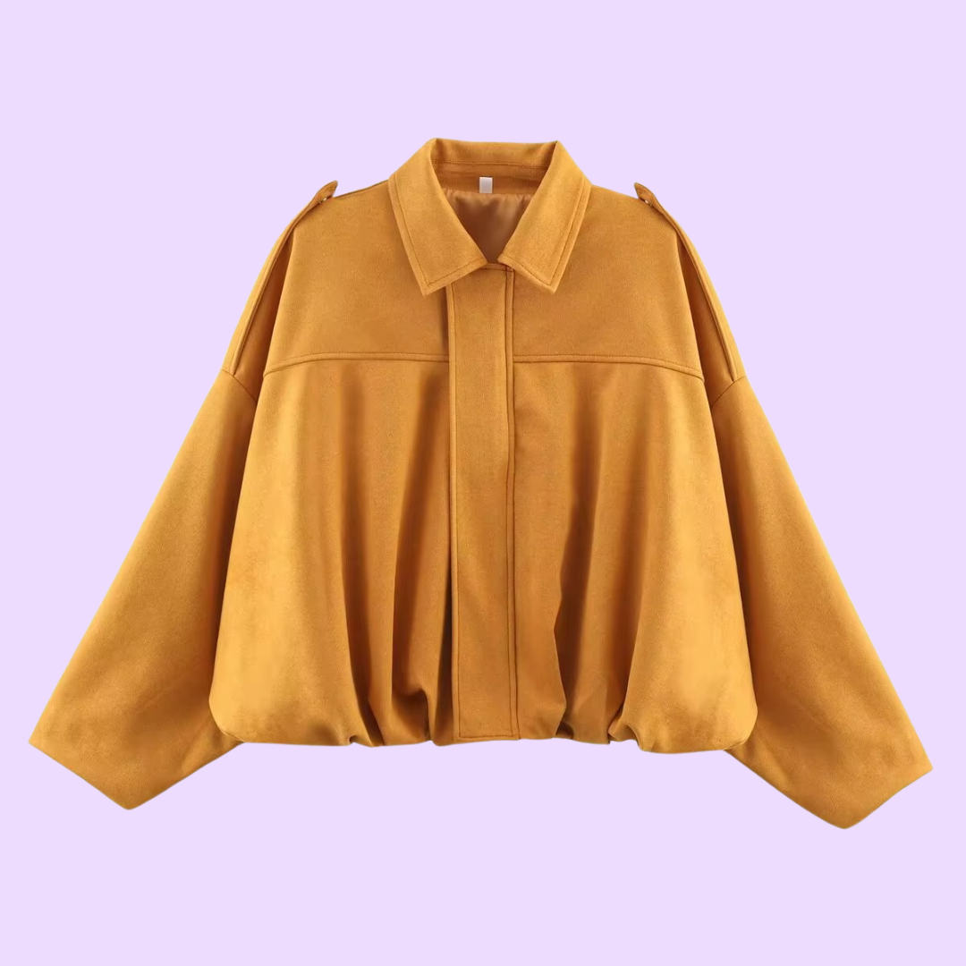Trendy Oversized Faux Suede Bomber Jacket for Women