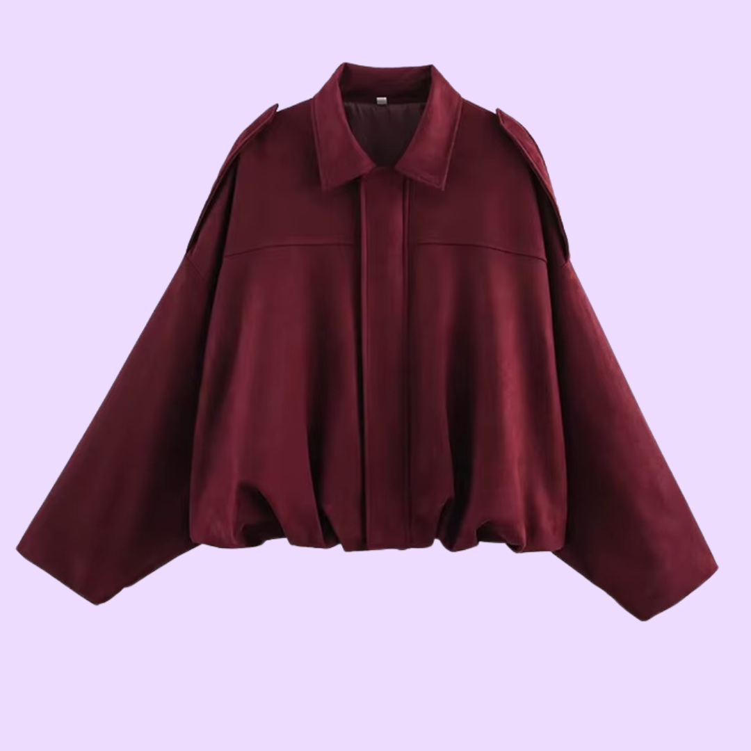 Trendy Oversized Faux Suede Bomber Jacket for Women