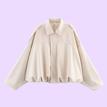 Trendy Oversized Faux Suede Bomber Jacket for Women