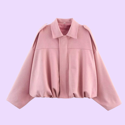 Trendy Oversized Faux Suede Bomber Jacket for Women
