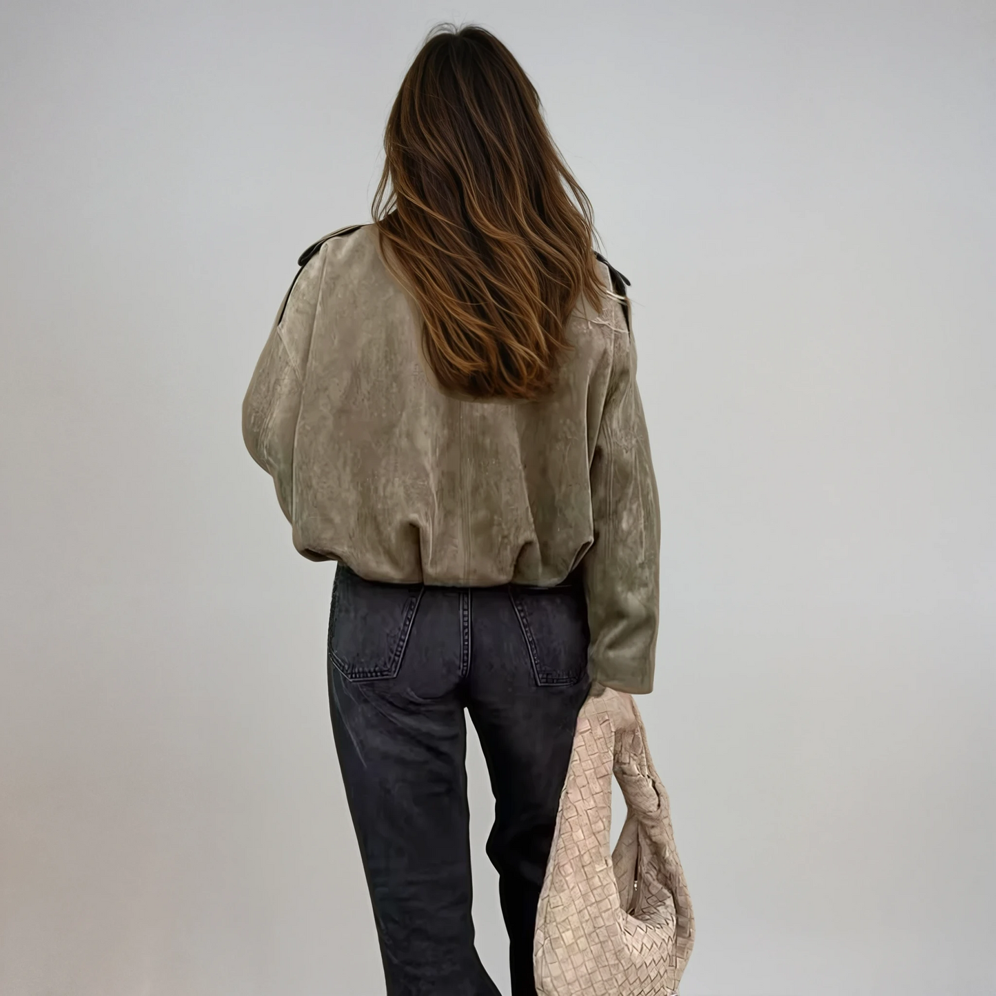 Trendy Oversized Faux Suede Bomber Jacket for Women